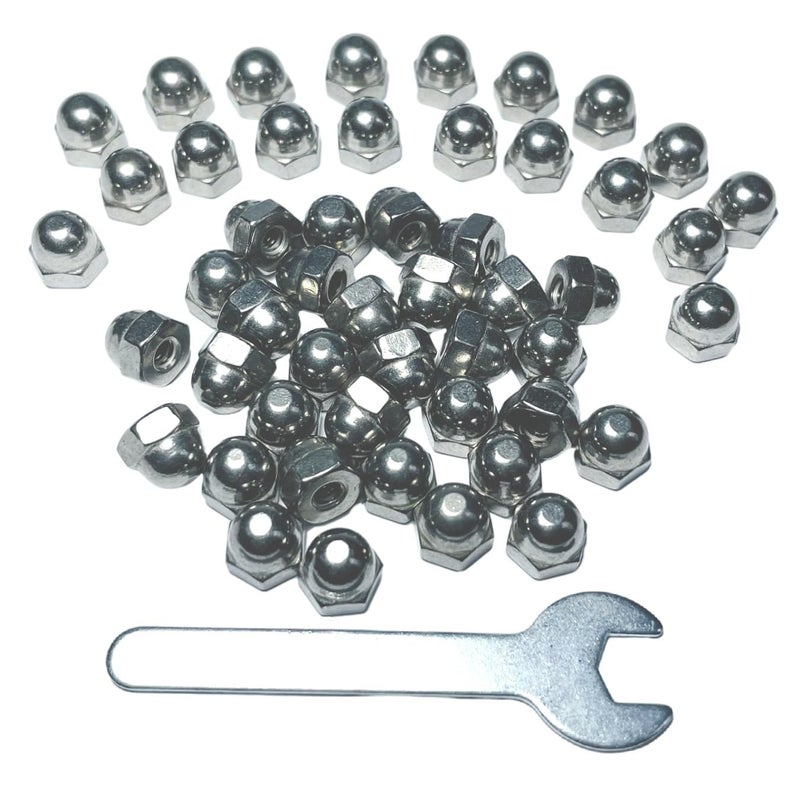 ZDingTech 50pcs #8-32 Acorn Cap Nuts,8-32 Cap Nuts,Acorn Hex Dome Head Dome nut,304 Stainless Steel,hardware18-8,Bright Finish with Open End Wrench - Image 2
